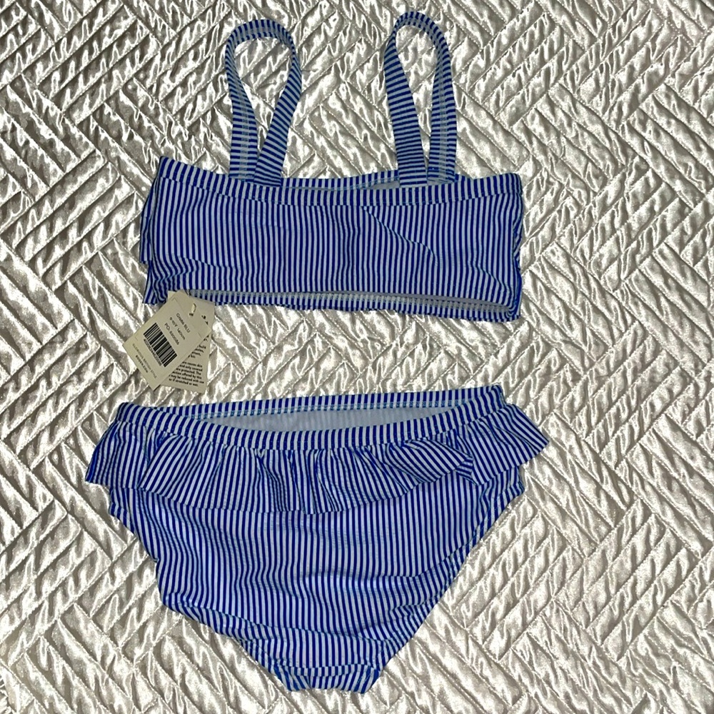 Boden Royal Blue Striped Ruffle Bikini Set - Picture 2 of 9